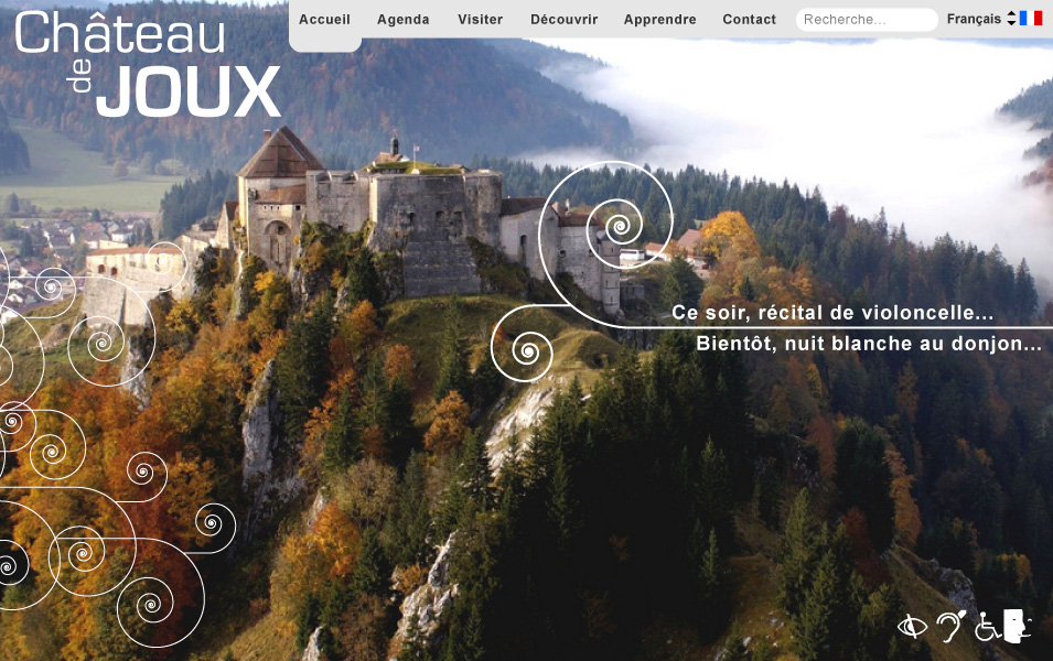 Château de Joux 01 : Interface, page d'accueil